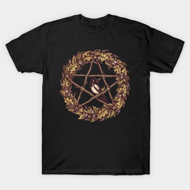 Pentacle Wreath: Wild Witch T-Shirt by Medusa Dollmaker